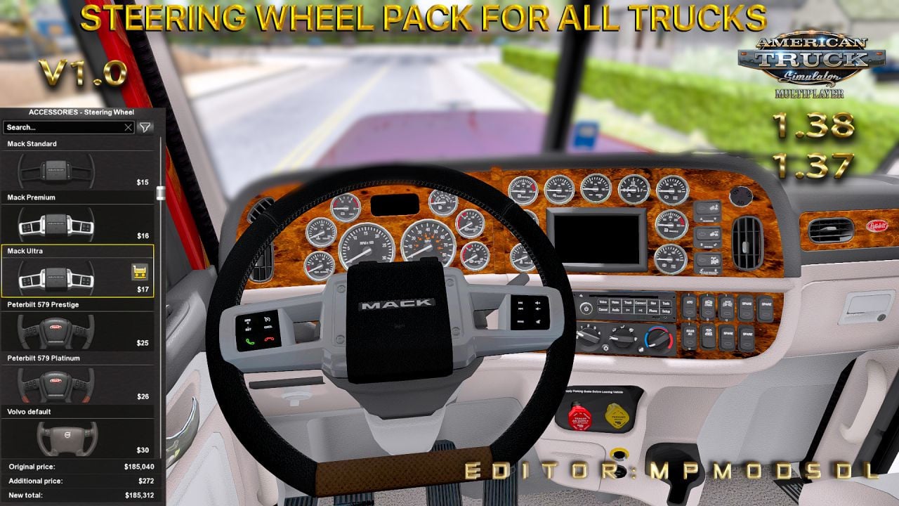 Steering Wheel Pack For All Trucks For ATS Multiplayer 1.37 And 1.38
